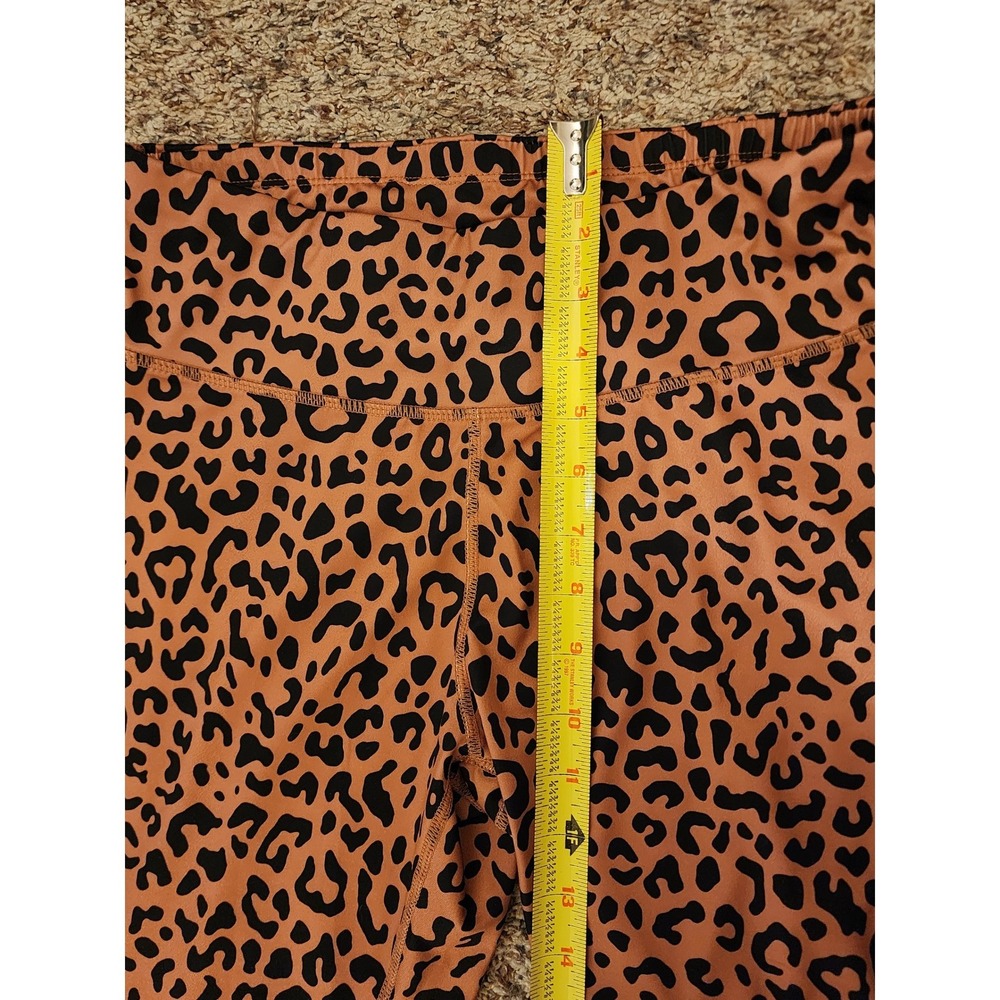 Leopard Print High Waist Leggings XL Tan Black Nylon Spandex Athletic - Picture 4 of 6
